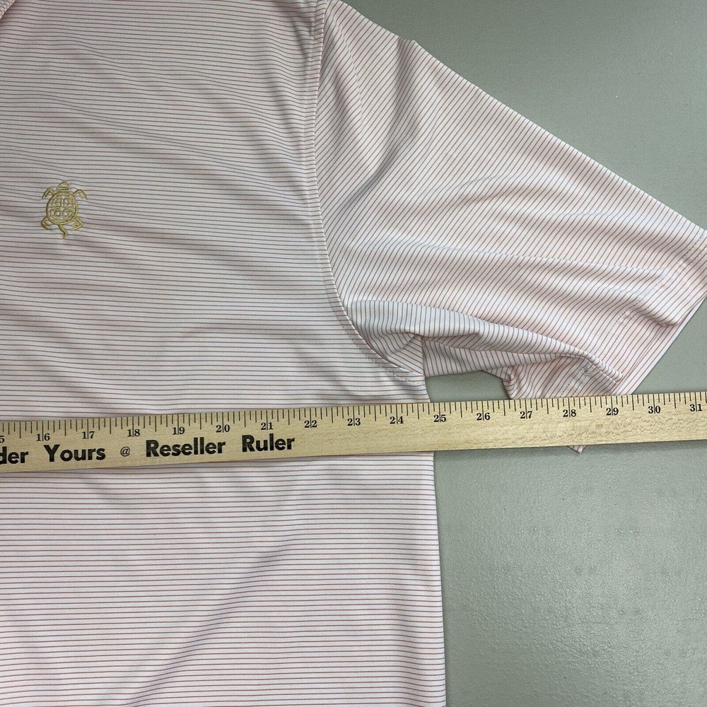 Peter Millar Summer Comfort Polo Shirt Men Extra Large Striped Orange White Logo - Picture 7 of 13